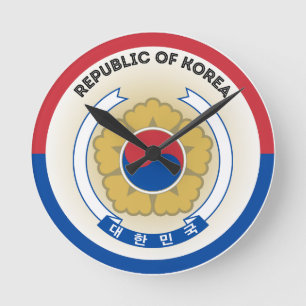 Relógio Redondo Forma do Círculo Emblema Nacional da Coreia do Sul