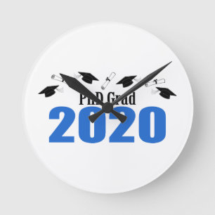 Relógio Redondo Formando De Doutorado E Bonés 2020 (Azul)