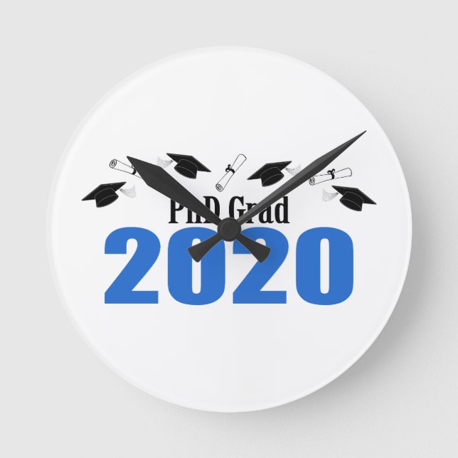 Relógio Redondo Formando De Doutorado E Bonés 2020 (Azul) (Frente)