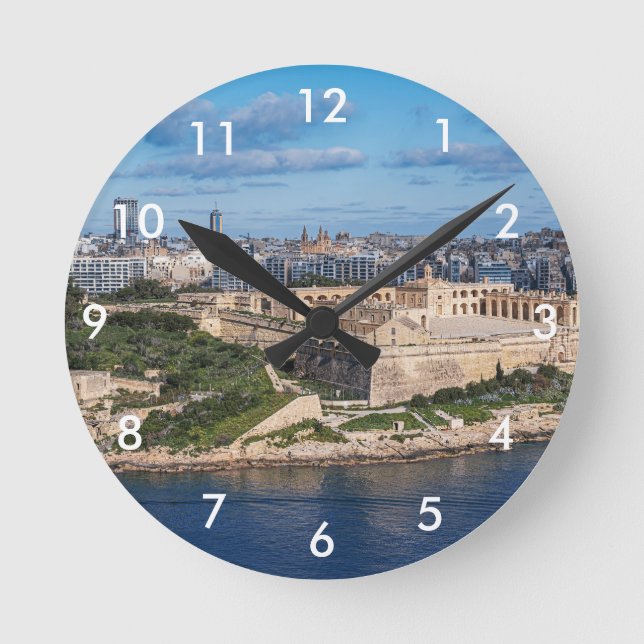 Relógio Redondo Fort Manoel e Sliema de La Valetta, Malta (Frente)