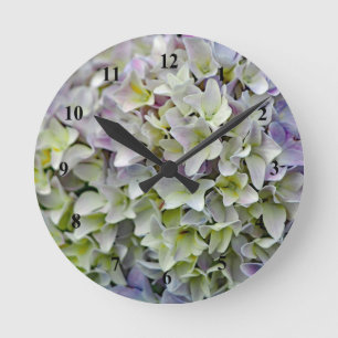 Relógio Redondo Foto de Flores de Hydrangea de Lavanda bonito