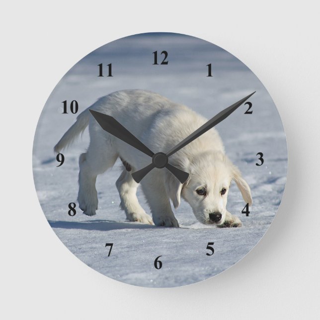 Relógio Redondo Foto De Neve Branca E Bonita (Frente)