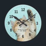 Relógio Redondo Foto personalizada da melhor mãe de gato do mundo<br><div class="desc">O melhor gato do mundo - mãe personalizada - relógio de fotos de animais de estimação engraçado</div>
