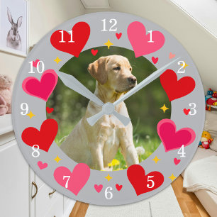 Relógio Redondo Foto Personalizada de Cachorro Gato Família Person