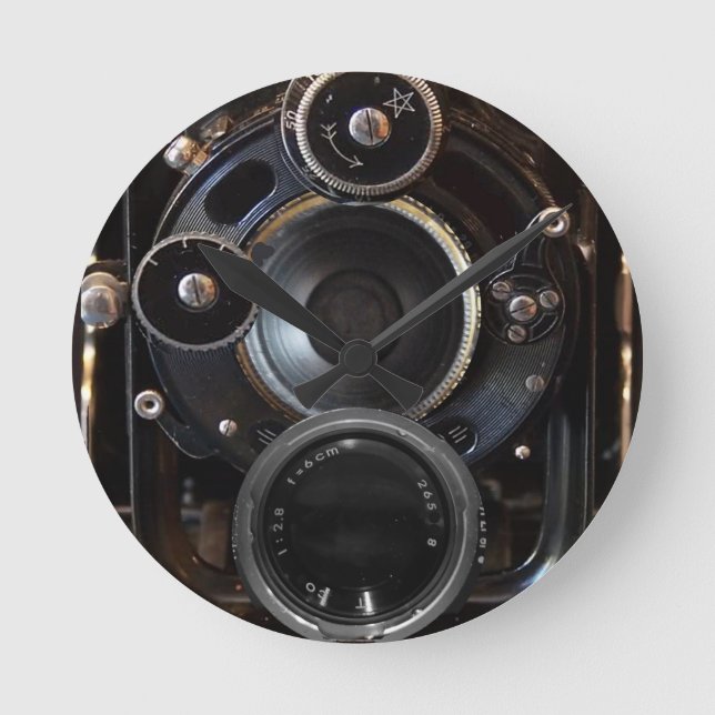 Relógio Redondo Fotografia antiga da câmera Vintage (Frente)