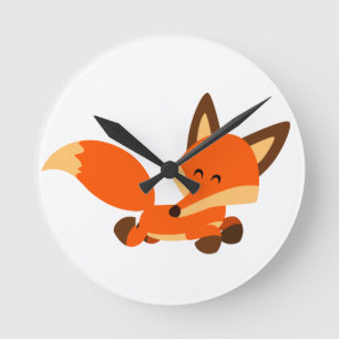 Relógio Redondo Fox Wall Clock, Cartoon de Frota Cura