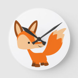 Relógio Redondo Fox Wall Clock de Cartoon Bonito