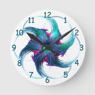 Relógio Redondo Fractal Fantasy Swirls Clock