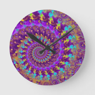 Relógio Redondo Fractal louco roxo