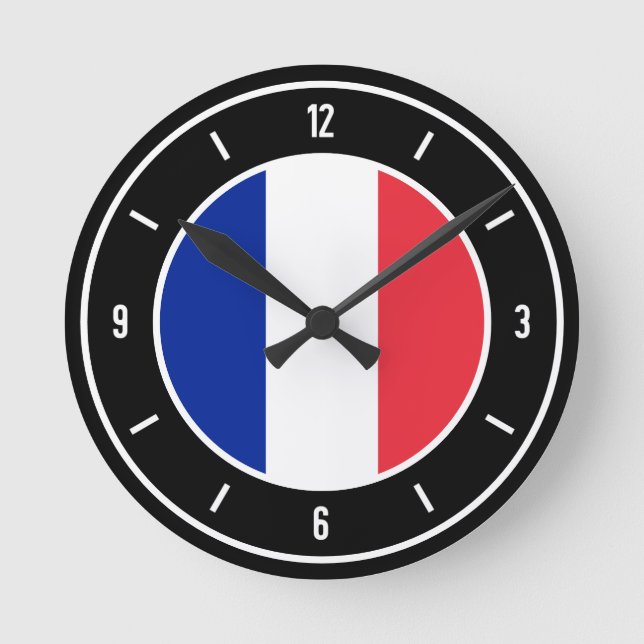 Relógio Redondo France Flag Elegant (Frente)