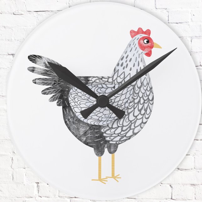 Relógio Redondo Frango de Watercolor Wyandotte (Fun Wyandotte Chicken hen watercolor art clock)