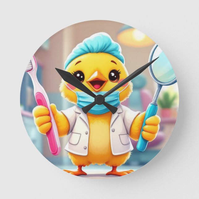 Relógio Redondo Frango Dentista  (Frente)