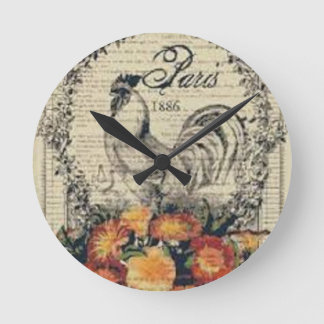 Relógio Redondo French Country Rooster Wall Clock