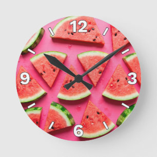 Relógio Redondo Fresh Watermelon Slices Pattern Kitchen Decor