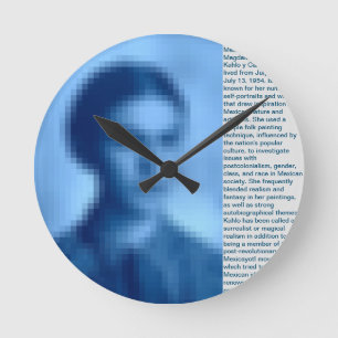 RELÓGIO REDONDO FRIDA KAHLO PIXELED BIOGRAPHY CLOCK BLUE