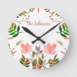 Relógio Redondo Fronteiras, Folhas e Flores