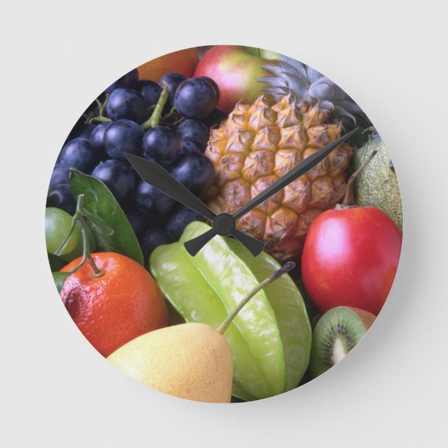 Relógio Redondo fruta-82524 frutas, abacaxi exótico de fruta doce  (Frente)