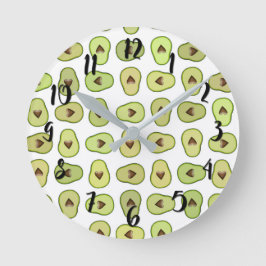 Relógio Redondo Fruta Avocado Cardíaca Trendy Comida Whimsical Leg