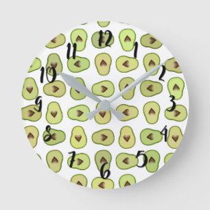 Relógio Redondo Fruta Coração de Abacate Comida da Moda Caprichosa