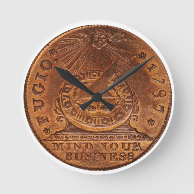 Relógio Redondo Fugio Cent Mind Your Business Copper Penny (Frente)