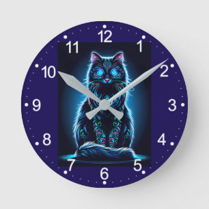 Relógio Redondo Fundo Neon Cat Vivid - 97948