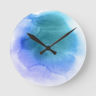 Relógio Redondo Fundo pintado mão 12 da aguarela abstrata