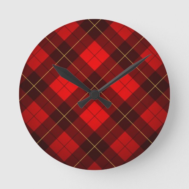 Relógio Redondo Fundo Wallace Tartan (Frente)