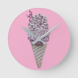 Relógio Redondo funil rosa