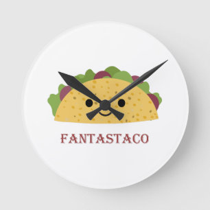 Relógio Redondo Funny Fantastaco Taco Pun Cute Kawaii Taco