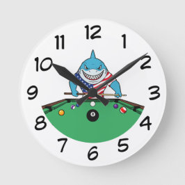 Relógio Redondo Funny Man Cave Pool Shark Wall Clocks