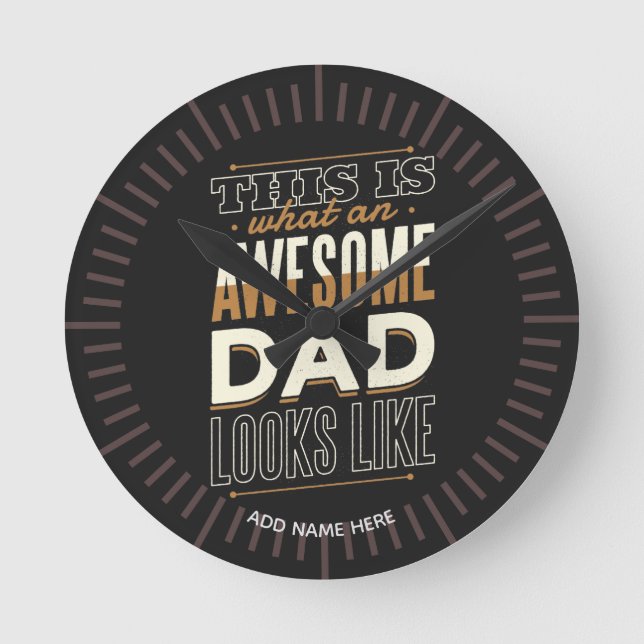 Relógio Redondo Funny Retro This is What Awesome DAD Looks Like (Frente)