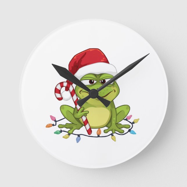 Relógio Redondo Funny Santa Frog Christmas Shirt - Cute Frog with  (Frente)