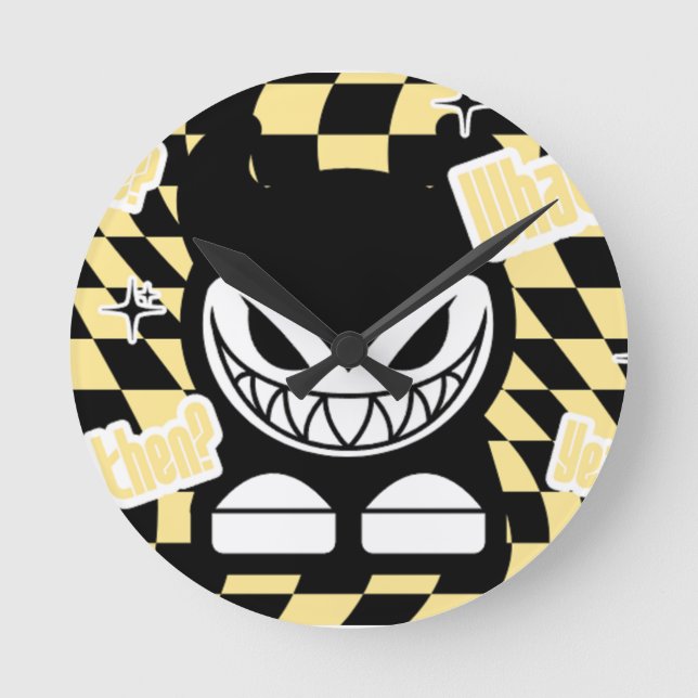 Relógio Redondo Funny Yellow Labubou-Inspired  (Frente)