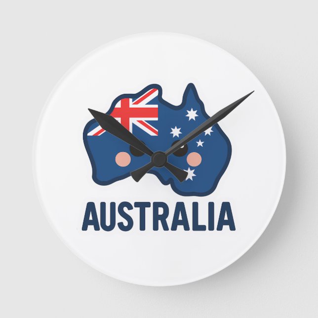 Relógio Redondo Fusão Kawaii na Austrália - Negrito e Adorável (Frente)