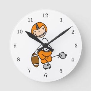Relógio Redondo Futebol de Boneco Laranja