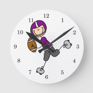 Relógio Redondo Futebol de Boneco Roxo