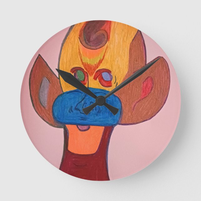Relógio Redondo Futuristic Animal Art Wall Clock (Frente)