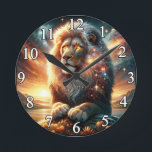 Relógio Redondo Galáxia Cósmica Leão Espacial Leão de Força Leo As<br><div class="desc">Personalizar com qualquer texto.</div>