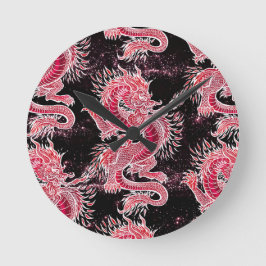 Relógio Redondo Galáxia do Dragão Vermelho