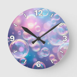 Relógio Redondo Galaxy Iridescent Soap Bubbles Dreamy Home Decor