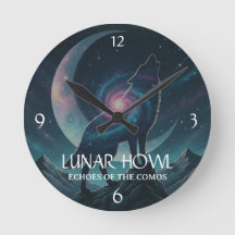 Galaxy Wolf Silhouette with Mystical Nebula Moon -