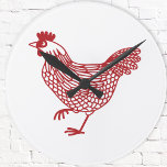 Relógio Redondo Galinha Hen Aves de capoeira<br><div class="desc">Galinha vermelha para galinha e amantes de aves. Arte original de Nic Squirrell.</div>
