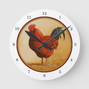 Relógio Redondo Galinha Rhode Island Red Rooster