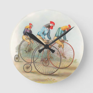 Relógio Redondo Galos do vintage em bicicletas