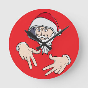 Relógio Redondo Gangsta legal Hip Hop Hand Rap Santa Claus