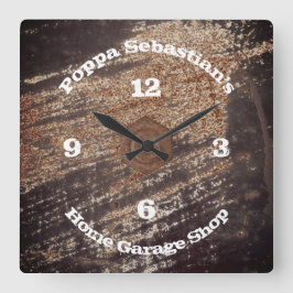 Relógio Redondo Garagem de Workshop de Patina Preta e Rusty com 4 