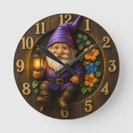 Relógio Redondo Garden Gnome with Lantern Wall Clock