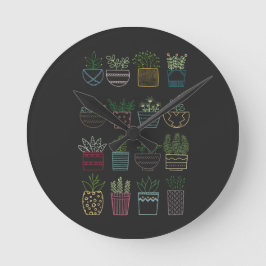 Relógio Redondo Garden Party avec pots et fleurs