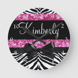 Relógio Redondo Garota Zebra-Garota Rosa-Quente