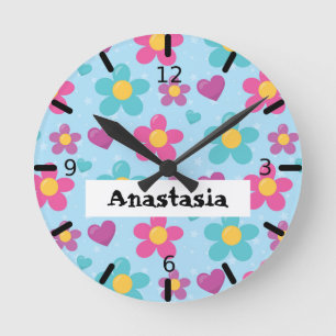 Relógio Redondo Garotas - Floral Colorido